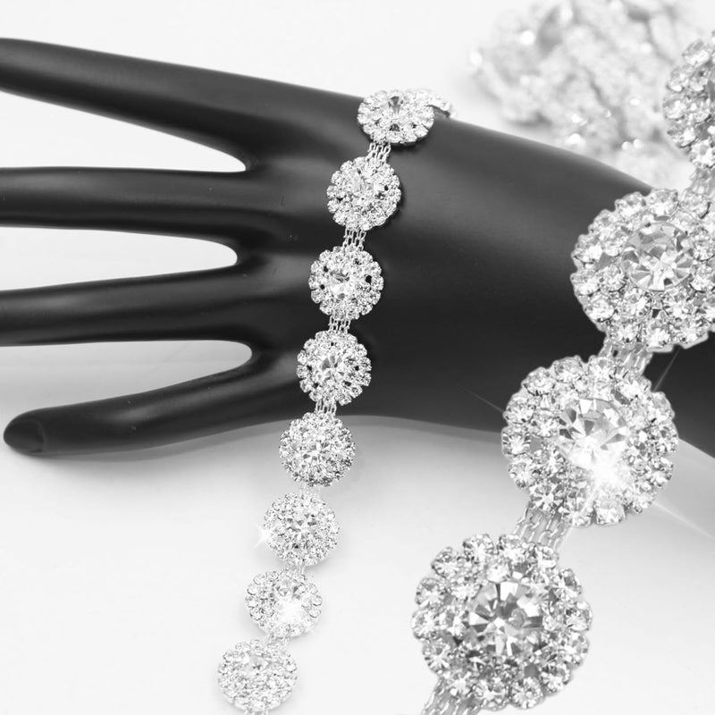 PEARLY JUN 1 Yard Rhinestone Trim Chain Sliver Applique Stringing Ribbon DIY Jewelry Wedding Party Bracelets Craft Bridal Bouquets Embellishment Accessories - Image 1